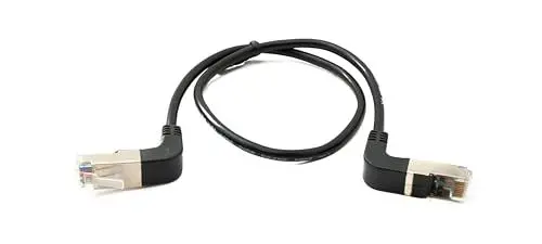 Produktbild: System-S LAN Kabel 50 cm 8P8C RJ45 Stecker zu Stecker Winkel Adapter in Schwarz
