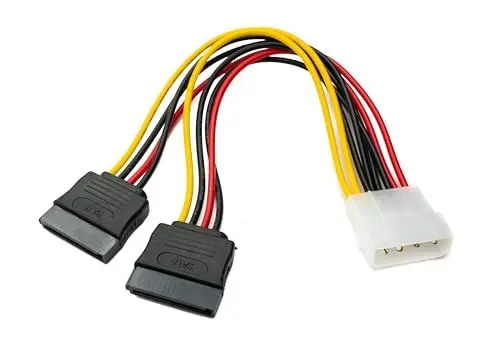 Produktbild: System-S SATA Y Kabel 20 cm 2X 15Pin Buchse zu IDE 4Pin Molex Buchse Adapter für Festplatte Laufwerke