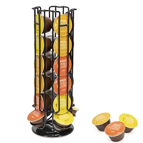 Produktbild: SYSYLY Kaffee Kapselhalter, Kapselspender für 24 Dolce Gusto Kapseln, Kapselständer zur Aufbewahrung von Kaffeekapseln,Kaffeepadhalter,Rutschfeste Basis,Drehbarer , Schwarz