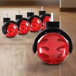 Produktbild: Sytopia Bürostuhl Rollen 5er Set in Rot, Rollen für Bürostühle 11 x 22 mm für Teppichböden, Hartboden, Bodenschutzmatte, Gaming Stuhl, Strapazierfähig, Glatt und Leise.