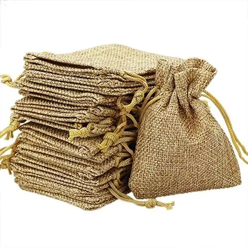Produktbild: SZCXDKJ Jutesäckchen 20 Stück Kleine Jutebeutel 7 x 9 cm Leinensäckchen Sackleinen Taschen mit Kordelzug für Lavendelblüten, Schmuck, Geschenke