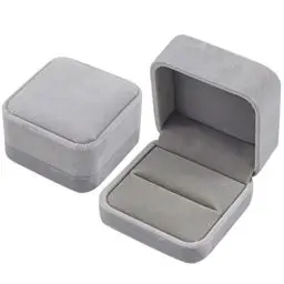 Produktbild: SZCXDKJ Samt Schmuck Ring Box Aufbewahrungsbox Hochzeit, Vorschlag, Valentinstag Einkaufszentrum Theke Schmuck Display Geschenkbox (Grau)