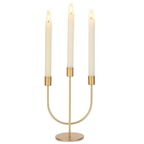 Produktbild: Sziqiqi Kerzenständer 3-Armig Gold Metall für Hochzeit - Kerzenhalter Dekorative Stabkerzenhalter Kerzenleuchter für Stabkerzen für Wohnzimmer Deko Modern