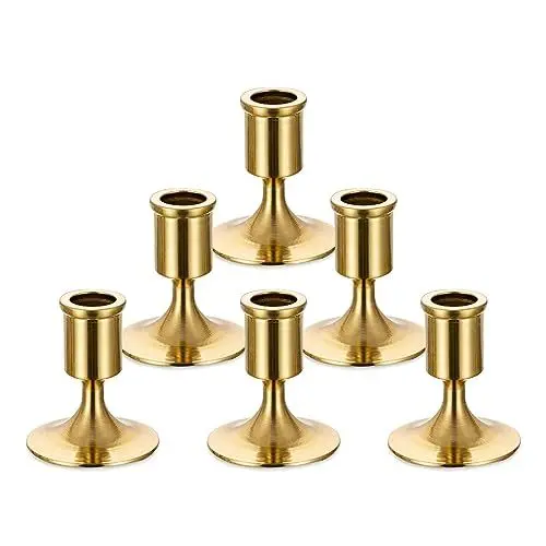 Produktbild: Sziqiqi Kerzenständer Stabkerzenhalter Gold für Hochzeitstisch Deko - Kerzenhalter Dekorative kerzenleuchter für Mantel Kamin Wohnzimmer Tischdeko, 6 Stück, Stil 1