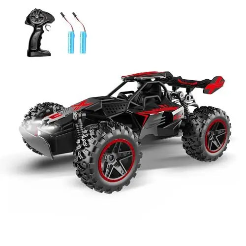 Produktbild: SZJJX Ferngesteuerte Autos, 2,4 GHz RC-Auto mit LED-Leuchten, 15+ km/h Hochgeschwindigkeits-RC-Monstertrucks für Jungenspielzeug, 2WD-Spielzeugauto für Jungengeschenke 3063 Schwarz Rot