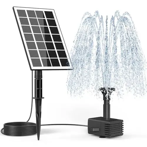 Produktbild: SZMP Solar Springbrunnen 3.5W, 2025 Upgrade Glas Solar Teichpumpe mit 3M Kabel & 8 Düsen Solar Wasserpumpe, Solar Schwimmender Fontäne Pumpe für Gartenteich Springbrunnen Vogel-Bad Fisch Behälter