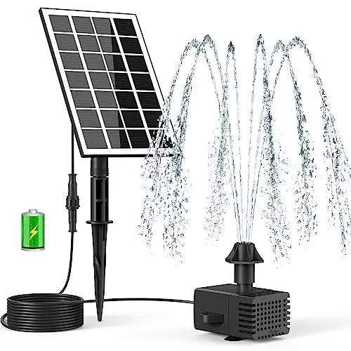 Produktbild: SZMP Solar Springbrunnen für aussen 3.5W DIY Solar Teichpumpe 2025 Upgraded,8 DIY Effekte mit 16.4ft Kabel,2000mAh Batterie,Solar schwimmender Fontäne Pumpe für Gartenteich,Vogel-Bad,Fisch-Behälter