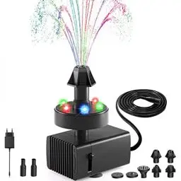Produktbild: SZMP Springbrunnen Verstellbarer Vogelbad Brunnen für außen 24H mit Bunte LED Leuchten Gartenbrunnen 7 Düsen 5M Netzkabel im Lieferumfang enthalten Verwendung in Gärten,Fischbecken,Vogelbadbrunnen