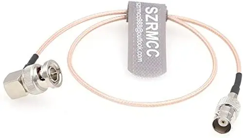 Produktbild: SZRMCC BNC Kabel 3G HD SDI Kabel Rechtwinklig BNC Stecker auf BNC Buchse 75 Ohm RG179 RF Koaxialkabel Video Kamera Monitor Kabel für BMCC Blackmagic(2m)
