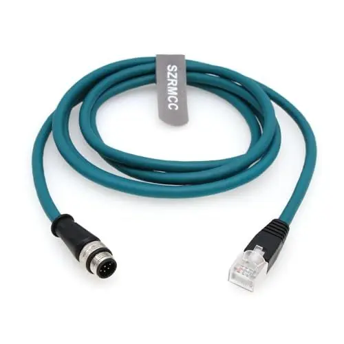 Produktbild: SZRMCC M12 A Code 8 Pin Stecker auf RJ45 Ethernet Kabel Cat7e Gigabit Geschirmtes Wasserdichtes Sensor Aktor Kabel für Cognex in-Sight 7000 DMR-300 Industriekamera Vision Sensoren (Blau 1m)