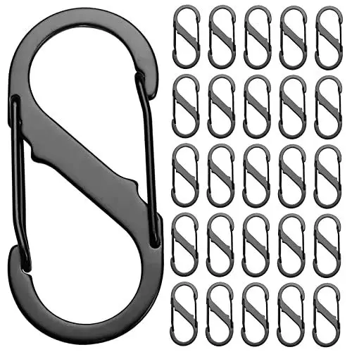 Produktbild: SZXMDKH 25 Stück S Karabiner - Metall Doppelkarabiner - 8 Förmiger Karabine Karabinerhaken für Wandern, Camping, Zuhause