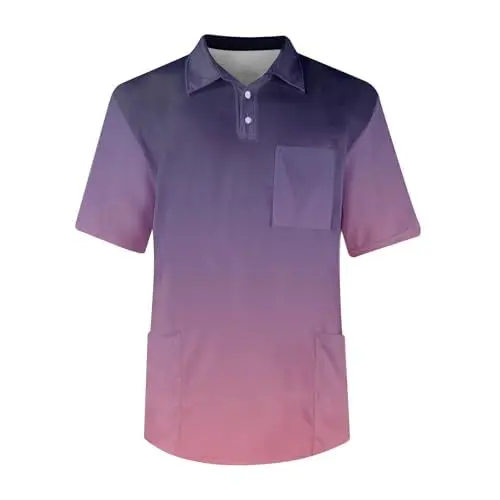 Produktbild: T Shirt Bedrucken Medizinische Berufsbekleidung Krankenschwester Kleidung Pflege Kleidung Herren T-Shirt Herren Shirt Herren Altenpflege Kleidung Kasack Herren Kasack Herren Lila 2XL