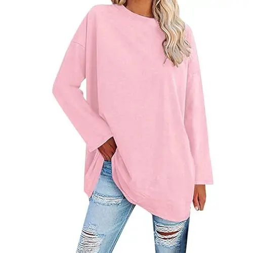 Produktbild: T Shirt Damen Oversize Festliche Kleidung Damen Tshirt Damen Elegant Shirts Damen Sommer Tshirt Damen Langarm Oberteil Und 3/4 Hose Sweatshirt Damen Große Größen