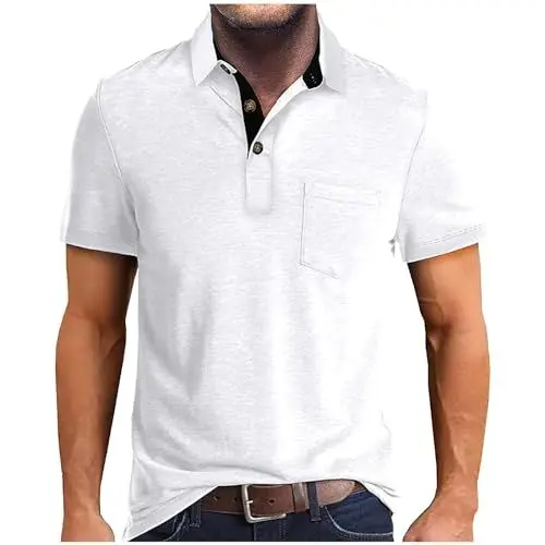 Produktbild: Hemd Weiss Herren Poloshirt Herren Set Rotes Tshirt Herren Herren Poloshirt Weiß Herren Poloshirts für Jungen Solid Comfort Fit Funktions Poloshirt Herren Kurzarm Weiß L