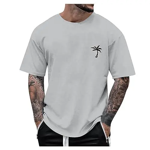 Produktbild: T Shirt Herren Übergröße Pullover Dünne Weich Rundhals Moderne Schlich Pullover Herren Sommer Hausanzug Kurzarm Slim Hellgrau