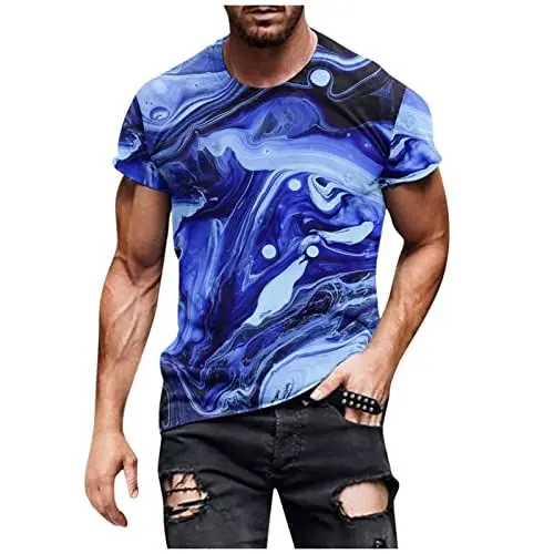 Produktbild: T Shirts Männer Laufshirt Herren Kurzarm T-Shirts T Shirt Sport Herren Wanderbekleidung Herren Thermounterhemd Herren Oversize Herren Herren Funktions Laufshirt Tshirt Schwarz Blau 4XL