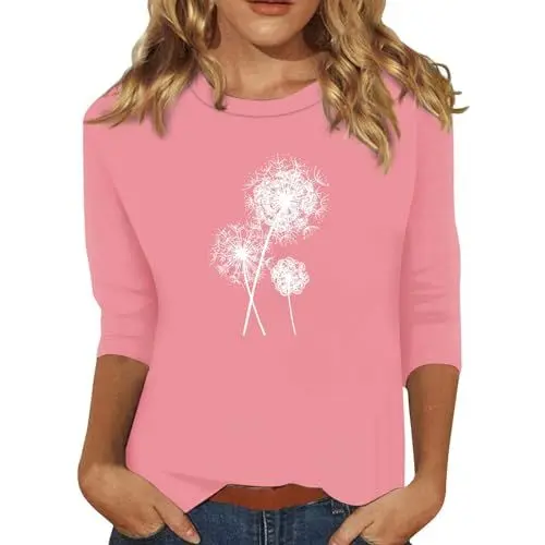 Produktbild: SCBFDI Bluse Damen Elegant Schwarzes Top 3/4 Arm Wickelbluse Sportlich Elegante Kleidung Sommer Tshirt Damen Shirt Sommer Damen Leicht Schlupfbluse Damen Damen Tunika 3/4 Arm Damen Rosa 4XL