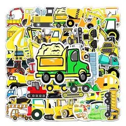 Produktbild: T TAKONE Baustellenfahrzeug Aufkleber, 50 Stücke Vinyl bagger traktor Sticker, Wasserdichte und Wiederverwendbare Jungen-fahrzeugaufkleber für Koffer, Wasserflasche, Laptop, Skateboard
