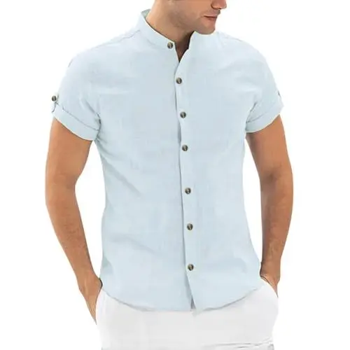 Produktbild: t Shirt, sommerhemden Herren Kurzarm, Tshirt Sommer Herren, Tshirt Herren weiß v Ausschnitt, 5XL Tshirt Herren, Hemd Stehkragen Herren, Jeans Hemden für Herren, Rundhals t-Shirt Herren, Men Shirt