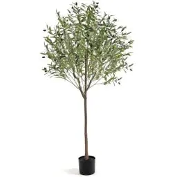 Produktbild: T4U Olivenbaum Künstlich 180cm Kunstpflanzen Groß Künstliche Pflanzen wie echt Künstlicher Olivenbaum Kunstbaum mit Topf für Innenraum Balon Schlafzimmer Büro Garten Hochzeit Party Dekoration(1 Pack)
