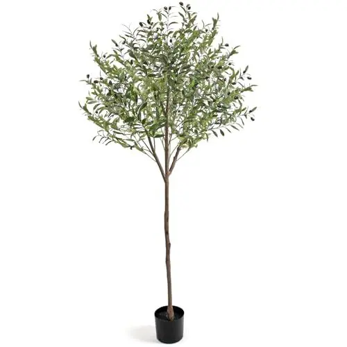 Produktbild: T4U Olivenbaum Künstlich Kunstpflanze 150cm Fake Kunstpflanzen Groß Künstliche Pflanzen wie echt künstlicher Olivenbaum mit Topf für Innenraum Home Schlafzimmer Büro Garten Hochzeit Party Deco(1 Pack)