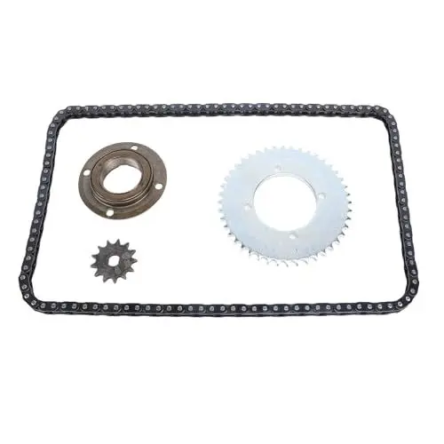 Produktbild: T8F Kettenrad-Kettensatz Vorne Hinten, Stahlqualität, 120 Glieder, Kette 13 Zähne, 10 Mm H-Loch, Vorderes Kettenrad 44 Zähne, 4-Loch-Motorrad-Kettenrad, Zahnloser Freilauf