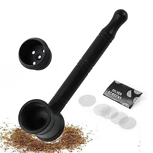 Produktbild: Tabakspfeife Rauchpfeife Aus Metall Und Aluminium，Kleine Tragbare Rauchpfeife Mini Hammermundstück Aus Metall 1 Stück Schwarz Mit Netz Einfach Zu Säubern Grau (Schwarz)