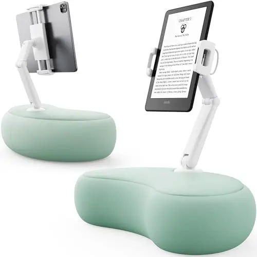 Produktbild: Tablet Kissen Halter, 360° Verstellbarer Kindle halter ipad Halterung Bett mit flexiblem doppelachsigem Arm, Tablet Halterung für iPad, iPhone, Kindle und alle Geräte von 4,7