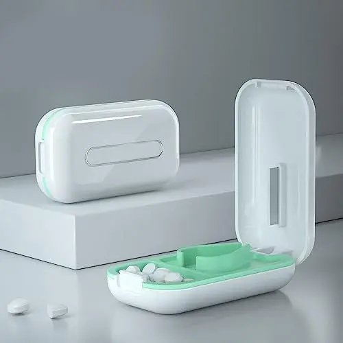 Produktbild: Tablet-Splitter, Tablet-Schneider, Kunststoff, Tragbar, Versiegeltes Design, Doppelter Verwendungszweck für Reisen (Türkisweiß)