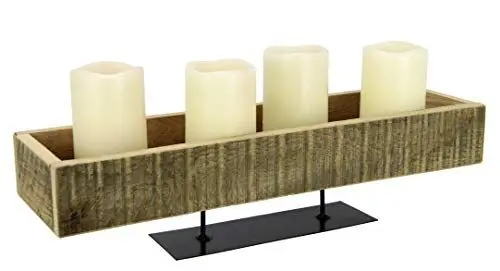 Produktbild: Tablett Schale Dekoschale Kerzenschale Kiste Holz Holztablett Advents-Kerzenhalter Adventskranz Advents Adventsschale Kerzenständer für 4 Stumpenkerzen Deko Advent Weihnachtliche Tischdeko