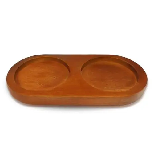 Produktbild: Tablett für Salz- und Pfeffermühle, Gummibaumholz-Tablett, Zubehör für Salz- und Pfeffermühlen (Innendurchmesser 7cm), passend für viele Mühlen und Shaker