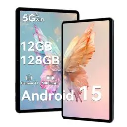 Produktbild: TABWEE T80 Android 15 Tablet 10 Zoll, 12GB RAM + 128GB ROM (Erweiterbar auf 2TB), 5G WiFi, Gemini AI, 6000mAh Akku. Perfekt für Gaming mit Dual-Kamera, BT5.0, OTG & Type-C. Neuestes Modell 2025