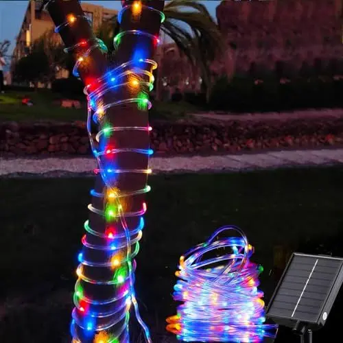 Produktbild: Tacobey Solar Lichtschlauch Lichterkette Außen, 10M 100 LED Solar Lichterkette Seilleuchten Aussen, 8 Modi, Wetterfest, Solarlichterkette für Outdoor Garten Balkon Deko - Bunt