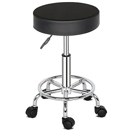 Produktbild: TactFire Rollhocker Arbeitshocker Drehhocker Höhenverstellbar 360° Drehbar Bürohocker Drehhocker für Büro Salon Massage Spa (1, Schwarz2)