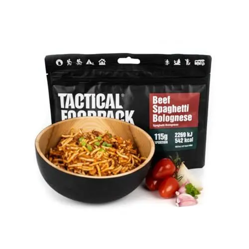 Produktbild: Tactical Foodpack Spaghetti Bolognese - Gefriergetrocknete Mahlzeiten I zum Verzehr bereit I MRE I Survival I Outdoor Nahrung I Trekking Nahrung I Expedition I Office