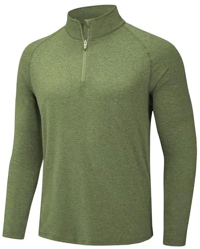 Produktbild: TACVASEN Herren Langarmshirts UV-Schutz UPF 50+ Longsleeve Sonnenschutz Sport Laufshirts (L, Armeegrün)