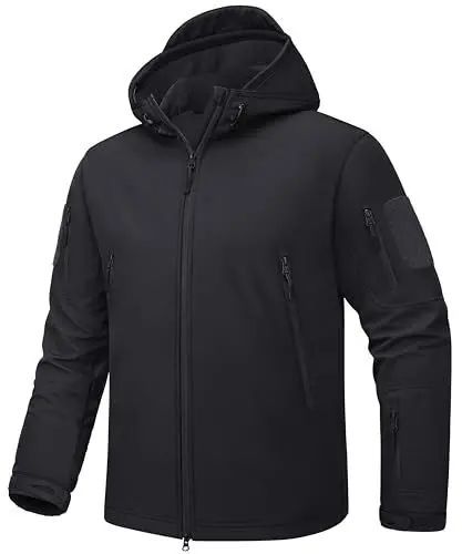 Produktbild: TACVASEN Herren Softshelljacke Übergangsjacke Atmungsaktiv Wasserdicht Wanderjacke Funktionsjacke, Schwarz, L