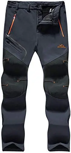 Produktbild: TACVASEN Herren Wasser- und Winddicht Trekking Hose Jagdhose Outdoor Thermo Arbeitshose Wintersport Skihose (Dunkelgrau, 36)