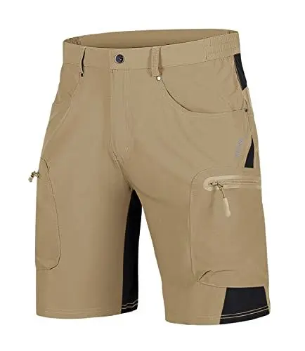 Produktbild: TACVASEN Kurz Hose Herren Leicht Schnelltrocknend Wanderhose Bermuda Shorts Stretch Kletterhose Angeln Shorts, Khaki, 32