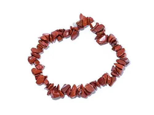 Produktbild: Taddart Minerals - Rot Braunes Splitter Armband aus dem natürlichen Edelstein Jaspis auf elastischem Nylonfaden aufgezogen - handgefertigt