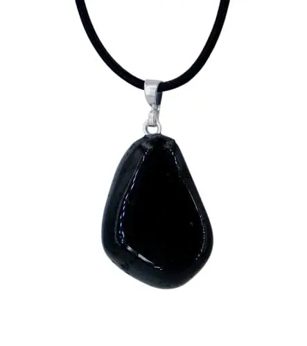 Produktbild: Taddart Minerals – Trommelstein Anhänger aus natürlichen Edelsteinen mit Lederkette im Organzabeutel (Turmalin Schörl)