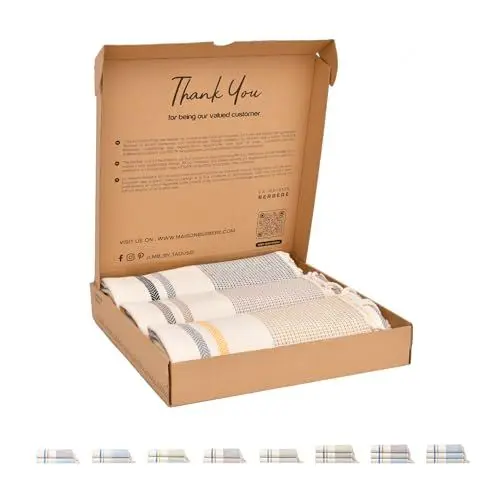Produktbild: Tadussi ® Saunahandtuch Fouta Hamamtuch XXL (3er Set) Ideal als Strandtuch Picknickdecke für Damen & Herren - Groß 100x200-100% Baumwolle - Set Ksour (Anthrazit Gelb Creme)