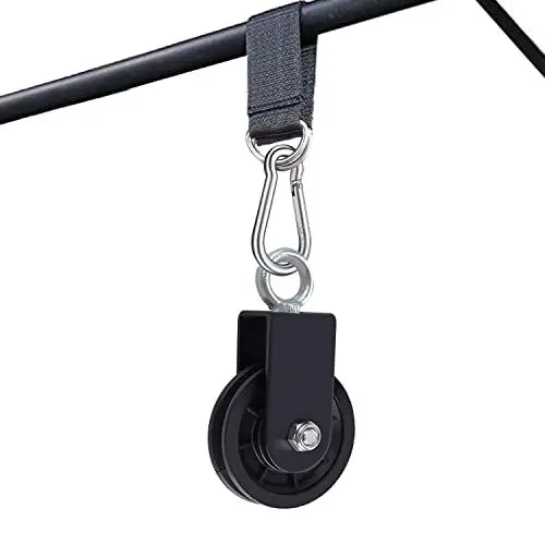 Produktbild: Taeku Kabelrolle, Umlenkrollen Seilrolle Fitnessstudio Umlenkrolle mit Gurt Karabinerhaken für DIY Gym Kabelmaschine Drahtseilrolle (9CM)