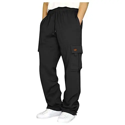 Produktbild: TAELU Hose Herren Jogginghose Sweathose Lange Atmungsaktiv Sporthose Yogahose Klassische Trainingshose mit Taschen Jogginghose Herren Baumwolle Hosen Herren Jogginghose Herren Schwarz L