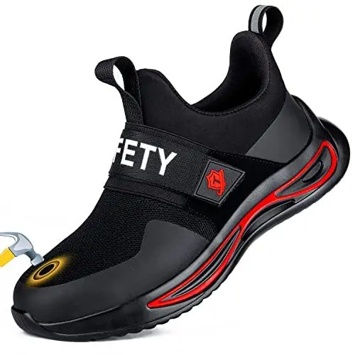 Produktbild: TAERGU Sicherheitsschuhe Herren Damen-S1 Arbeitsschuhe mit Stahlkappe Leicht Klettverschluss SBP Stahlkappenschuhe Safety Shoes,Schwarz,40EU