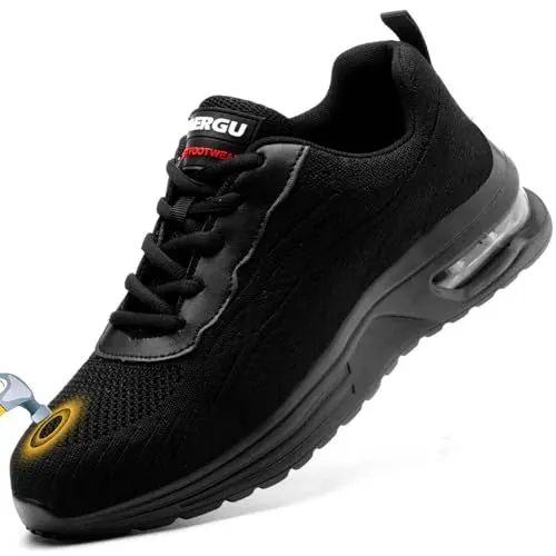 Produktbild: TAERGU Sicherheitsschuhe Herren-S1 Arbeitsschuhe Leicht SBP Stahlkappenschuhe Safety Shoes Einstichresistent Industrieschuhe,Ganz Schwarz,EU43.5