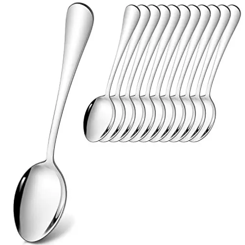 Produktbild: Tafellöffel 12er Set, Joyfair Edelstahl Esslöffel Suppenlöffel Set, 20.8cm Groß Löffel, Modernes Menülöffel für Küche/Zuhause/Restaurant, Runde Griffe & Glatte Kanten, Spülmaschinenfest