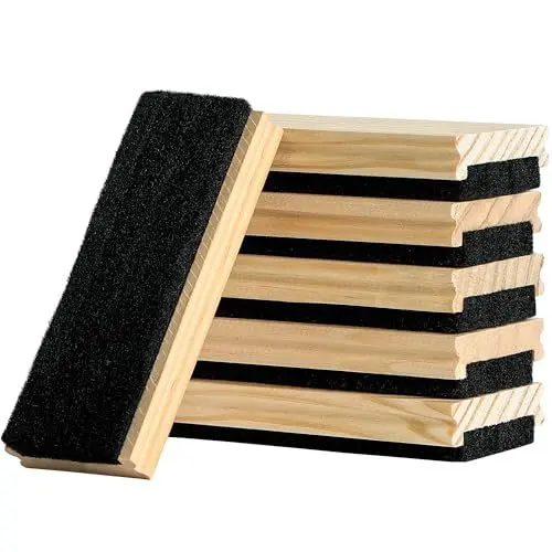 Produktbild: Tafelradierer - 6 Stück Filzradierer mit Griff aus massivem Kiefernholz, Staubwedel für Tafel, Whiteboard, Kreide, Büro, Schulbedarf, DIY-Geschenk, Onkel Paul UOF1606