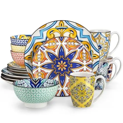 Produktbild: Tafelservice Porzellan, vancasso 16 teiliges JASMIN Geschirrset, orientalisches Kombiservice Set, Aladin Serie für 4 Personen