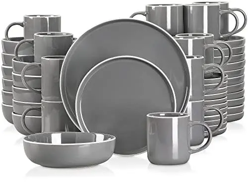 Produktbild: Tafelservice Steingut, vancasso SESAM Geschirrservice, 48 teiliges Kombiservice, mit Kuchentellern, Flachtellern, Kaffeetassen und Schalen, Scandinavian Design für 4-12 Personen